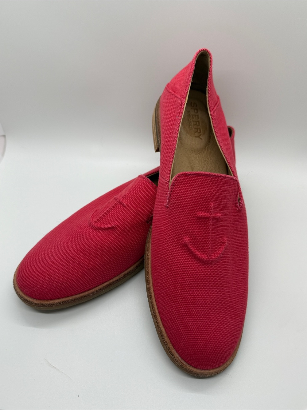 Sperry Red Canvas Anchor Slip-On Loafers